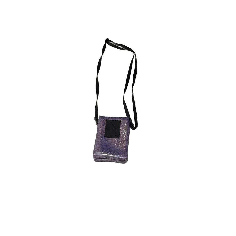 Purple Glitter Crossbody Case Cell Phone Pouch with Strap